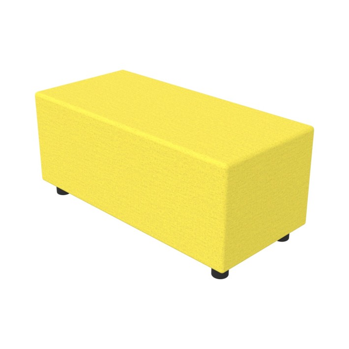 Pouf Semirigido Rettangolo Largo Similpelle e Imbottitura Ignifuga CL1 - Dimensioni 48 x 103 x h46,5 cm - Colore Giallo