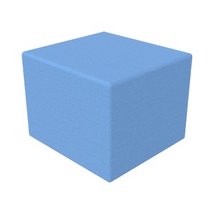 Pouf Semirigido Rettangolo Stretto Similpelle e Imbottitura Ignifuga CL1 - Dimensioni 48 x 51,5 x h43 cm - Colore Azzurro