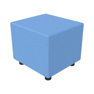 Pouf Semirigido Rettangolo Stretto Similpelle e Imbottitura Ignifuga CL1 - Dimensioni 48 x 51,5 x h46,5 cm - Colore Azzurro