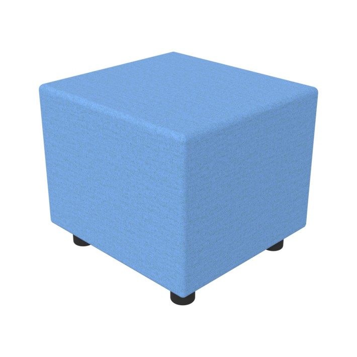 Pouf Semirigido Rettangolo Stretto Similpelle e Imbottitura Ignifuga CL1 - Dimensioni 48 x 51,5 x h46,5 cm - Colore Azzurro