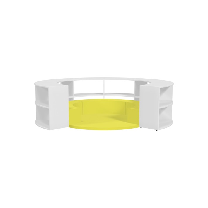 Composizione Edera Ignifuga - Altezza 79 cm - con 3 Pouf Morbidi Angolari e 1 Tappeto Rotondo - Colore Pouf Giallo