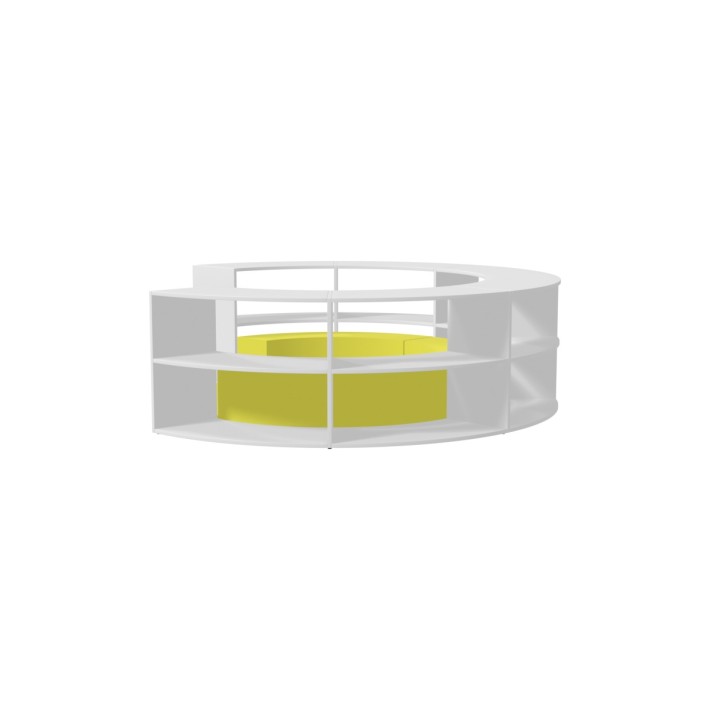 Composizione Edera Ignifuga - Altezza 79 cm - con 3 Pouf Morbidi Angolari e 1 Tappeto Rotondo - Colore Pouf Giallo