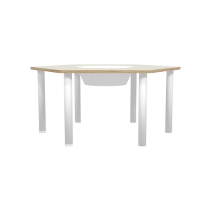 Tavolo Bebe Esagonale in Melaminico con Foro Centrale per Contenitore di Plastica e Piedini - Dimensioni 130 x 114 x 58 cm - 2