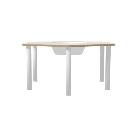 Tavolo Bebe Esagonale in Melaminico con Foro Centrale per Contenitore di Plastica e Piedini - Dimensioni 130 x 114 x 58 cm -