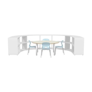 Composizione Edera Ignifuga - Altezza 79 cm - con Tavolo Bebe M3 Circolare e 4 Sedie Gelso M3 Ignifughe Azzurre 2