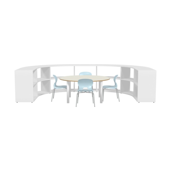 Composizione Edera Ignifuga - Altezza 79 cm - con Tavolo Bebe M3 Circolare e 4 Sedie Gelso M3 Ignifughe Azzurre