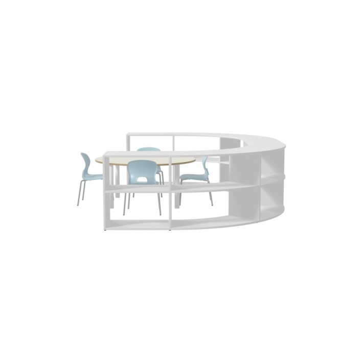 Composizione Edera Ignifuga - Altezza 79 cm - con Tavolo Bebe M3 Circolare e 4 Sedie Gelso M3 Ignifughe Azzurre
