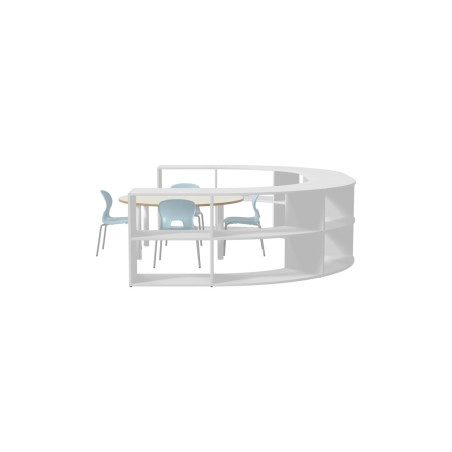 Composizione Edera Ignifuga - Altezza 79 cm - con Tavolo Bebe M3 Circolare e 4 Sedie Gelso M3 Ignifughe Azzurre