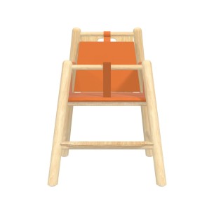 Seggiolone Bebe Junior in Legno - Altezza Seduta 31 cm - con Imbottitura e Cintura di Sicurezza Color Arancione 2
