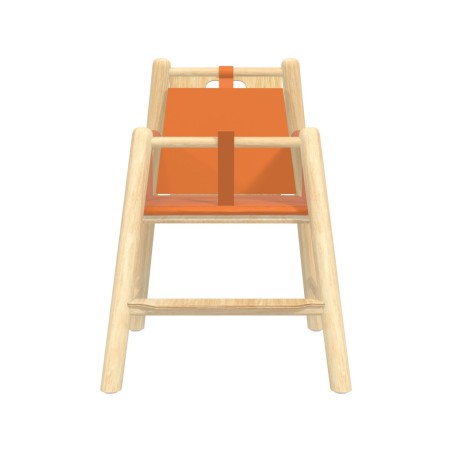 Seggiolone Bebe Junior in Legno - Altezza Seduta 31 cm - con Imbottitura e Cintura di Sicurezza Color Arancione