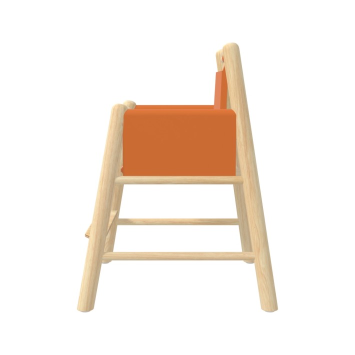 Seggiolone Bebe Junior in Legno - Altezza Seduta 31 cm - con Imbottitura e Cintura di Sicurezza Color Arancione