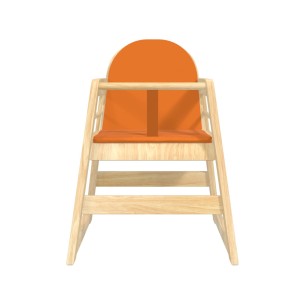Seggiolone Bebe Cube Junior in Legno Impilabile - Altezza Seduta 31 cm - con Imbottitura e Cintura di Sicurezza Color Arancione 2