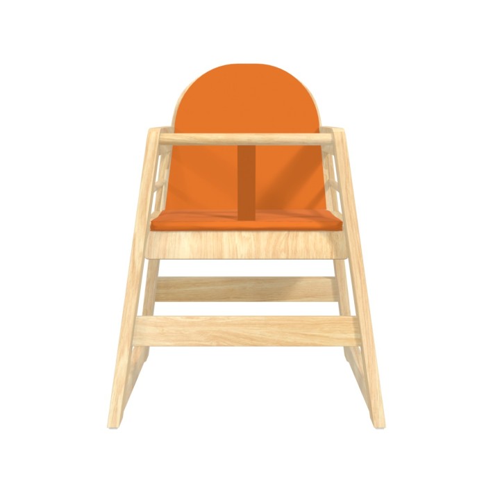 Seggiolone Bebe Cube Junior in Legno Impilabile - Altezza Seduta 31 cm - con Imbottitura e Cintura di Sicurezza Color Arancione