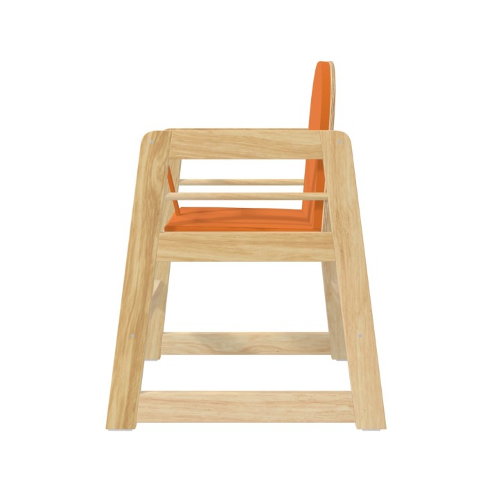 Seggiolone Bebe Cube Junior in Legno Impilabile - Altezza Seduta 31 cm - con Imbottitura e Cintura di Sicurezza Color Arancione