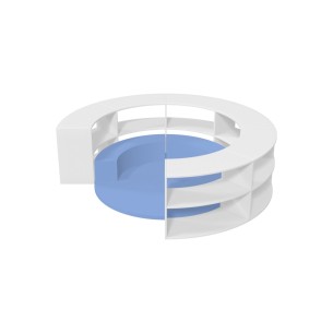 Composizione Edera Ignifuga - Altezza 79 cm - con 3 Pouf Morbidi Angolari e 1 Tappeto Rotondo - Colore Pouf Azzurro