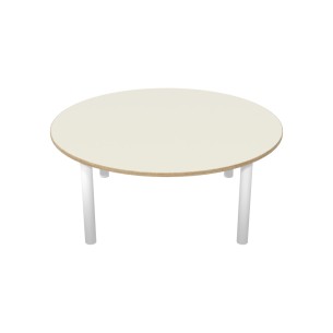 Tavolo Bebe Circolare in Melaminico con Piedini - Diametro 130 cm - Altezza 53 cm (M2) - Colore Piano Bianco - Colore Gambe