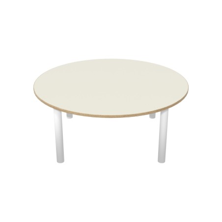 Tavolo Bebe Circolare in Melaminico con Piedini - Diametro 130 cm - Altezza 53 cm (M2) - Colore Piano Bianco - Colore Gambe