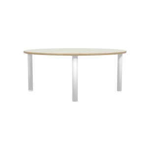 Tavolo Bebe Circolare in Melaminico con Piedini - Diametro 130 cm - Altezza 53 cm (M2) - Colore Piano Bianco - Colore Gambe 2