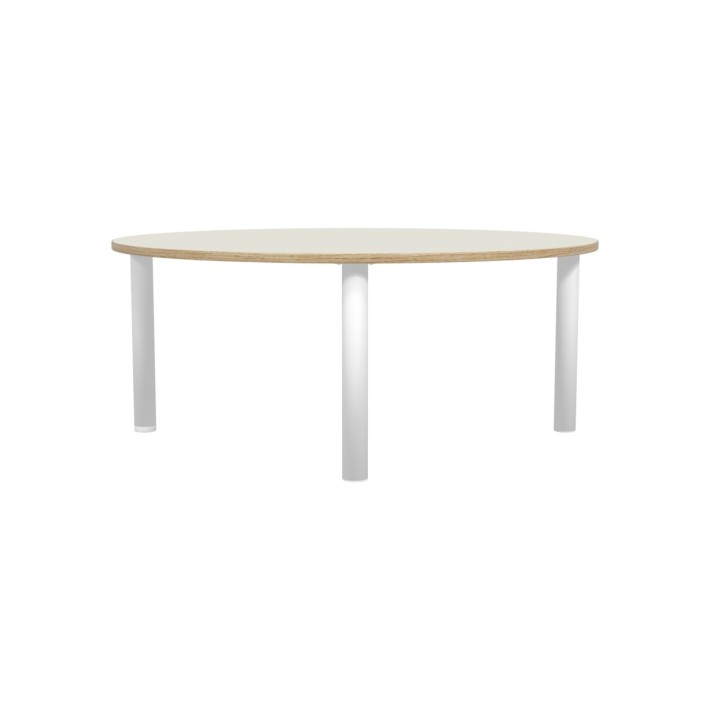 Tavolo Bebe Circolare in Melaminico con Piedini - Diametro 130 cm - Altezza 53 cm (M2) - Colore Piano Bianco - Colore Gambe