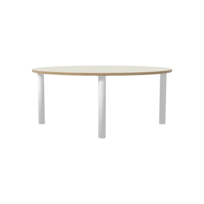 Tavolo Bebe Circolare in Melaminico con Piedini - Diametro 130 cm - Altezza 53 cm (M2) - Colore Piano Bianco - Colore Gambe