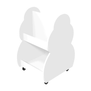 Carrello Portalibri e Oggetti su Ruote - Materiale Truciolare con Superficie Ignifuga B-s1.d0 - Colore Bianco
