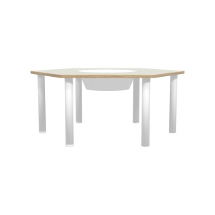 Tavolo Bebe Esagonale in Melaminico con Foro Centrale per Contenitore di Plastica e Piedini - Dimensioni 130 x 114 x 53 cm - 2