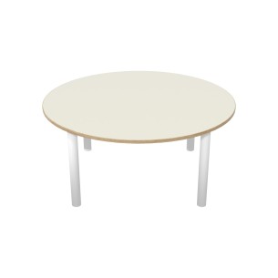 Tavolo Bebe Circolare in Melaminico con Piedini - Diametro 130 cm - Altezza 58 cm (M3) - Colore Piano Bianco - Colore Gambe