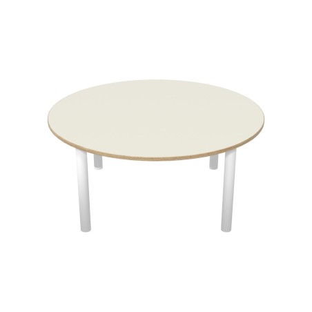 Tavolo Bebe Circolare in Melaminico con Piedini - Diametro 130 cm - Altezza 58 cm (M3) - Colore Piano Bianco - Colore Gambe