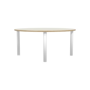 Tavolo Bebe Circolare in Melaminico con Piedini - Diametro 130 cm - Altezza 58 cm (M3) - Colore Piano Bianco - Colore Gambe 2