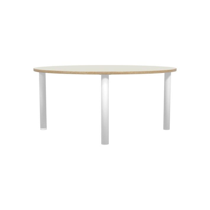 Tavolo Bebe Circolare in Melaminico con Piedini - Diametro 130 cm - Altezza 58 cm (M3) - Colore Piano Bianco - Colore Gambe