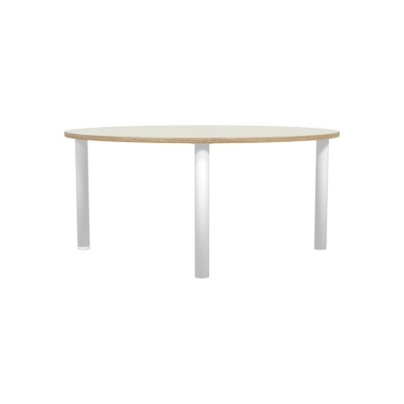 Tavolo Bebe Circolare in Melaminico con Piedini - Diametro 130 cm - Altezza 58 cm (M3) - Colore Piano Bianco - Colore Gambe