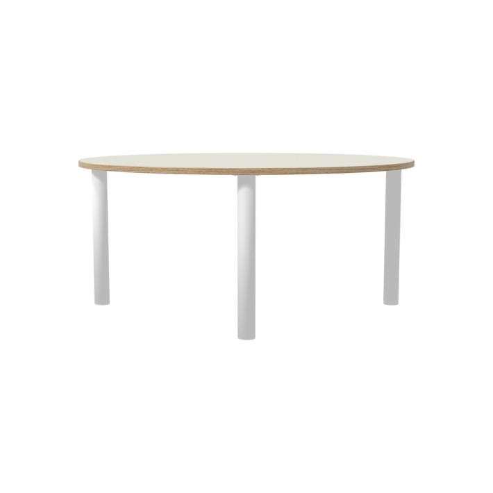 Tavolo Bebe Circolare in Melaminico con Piedini - Diametro 130 cm - Altezza 58 cm (M3) - Colore Piano Bianco - Colore Gambe