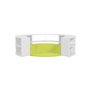 Composizione Edera Ignifuga - Altezza 79 cm - con 3 Pouf Morbidi Angolari e 1 Tappeto Rotondo - Colore Pouf Verde Chiaro 2