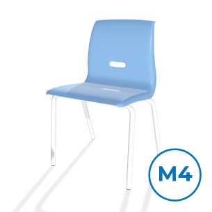Sedia Salice con 4 Gambe - Altezza Seduta 37,5 cm - Colore Scocca Azzurro - Colore Struttura Grigio