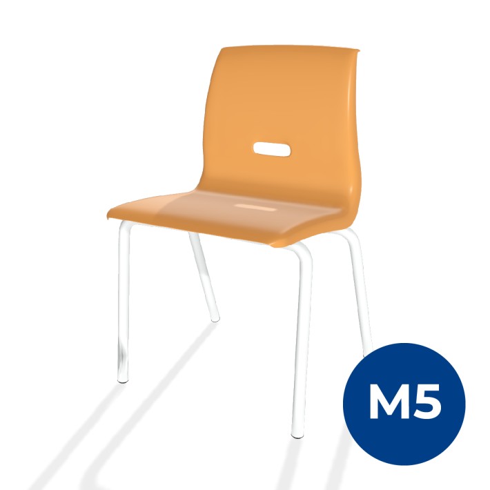 Sedia Salice con 4 Gambe - Altezza Seduta 42,5 cm - Colore Scocca Arancione - Colore Struttura Grigio