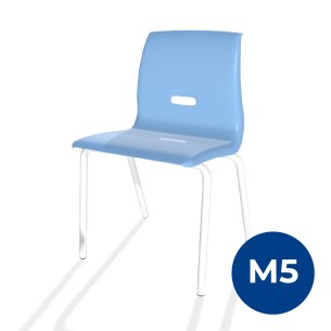 Sedia Salice con 4 Gambe - Altezza Seduta 42,5 cm - Colore Scocca Azzurro - Colore Struttura Grigio