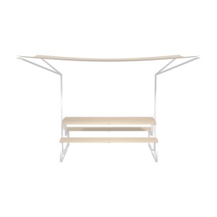 Panca e Tavolo con Parasole Modello Radura - Ripiano con Doghe - Dimensioni 230 x 342 x 223 cm - Colore Bianco 2