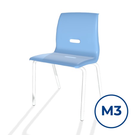 Sedia Salice con 4 Gambe - Altezza Seduta 34,5 cm - Colore Scocca Azzurro - Colore Struttura Grigio