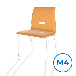 Sedia Salice con 4 Gambe - Altezza Seduta 37,5 cm - Colore Scocca Arancione  - Colore Struttura Grigio