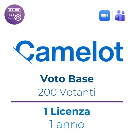 Licenza Voto Elettronico Camelot - Base Per Teams e Zoom - Fino a 200 Aventi Diritto - 1 Anno