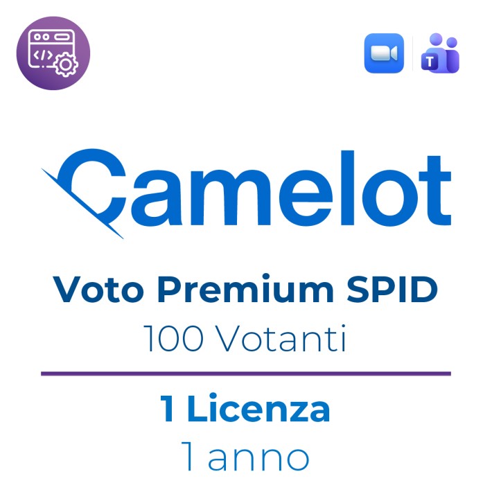 Licenza Voto Elettronico Camelot - Premium Spid Per Teams e Zoom - Fino a 100 Aventi Diritto - 1 Anno