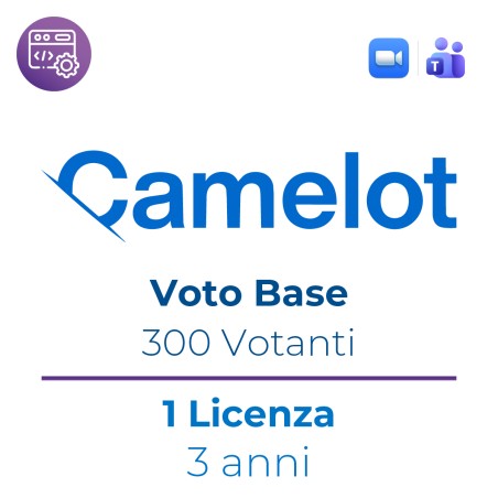 Licenza Voto Elettronico Camelot - Base Per Teams e Zoom - Fino a 300 Aventi Diritto - 3 Anni