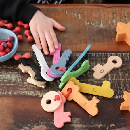 Chiavi Arcobaleno in Legno - Set da 11 Pezzi per Bambini