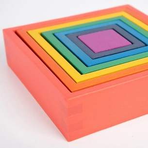 Quadrati Arcobaleno Matrioska in Legno - Set da 7 Pezzi CWR