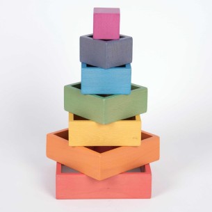 Quadrati Arcobaleno Matrioska in Legno - Set da 7 Pezzi CWR 2