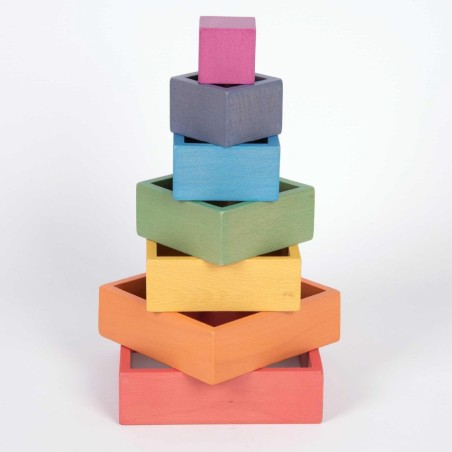 Quadrati Arcobaleno Matrioska in Legno - Set da 7 Pezzi CWR