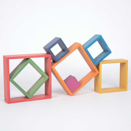 Quadrati Arcobaleno Matrioska in Legno - Set da 7 Pezzi CWR