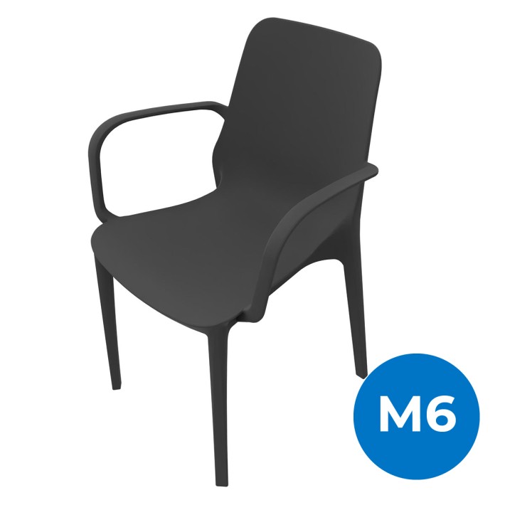 Sedia Ginevra con Braccioli - Nera, h47 cm