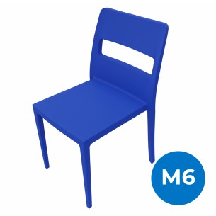 Sedia Sai in Tecnopolimero Riciclabile, Altezza 46 cm, Colore Blu