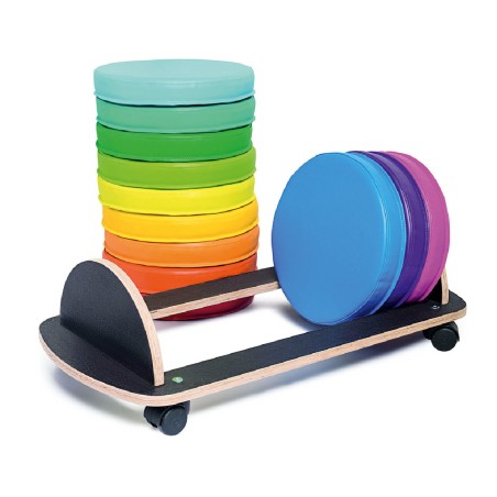 Set 12 Cuscini Tondi in PVC & Piattaforma in Compensato